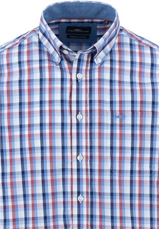 Fynch Hatton Combi Check Button Down Shirt - Wine - M