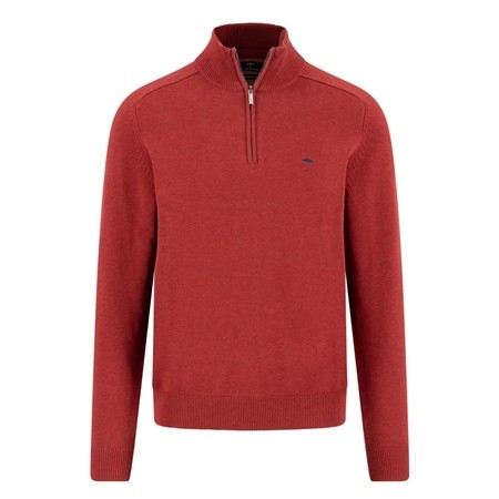 Fynch Hatton Troyer-Zip Supersoft Cotton Jumper - Red - 2XL