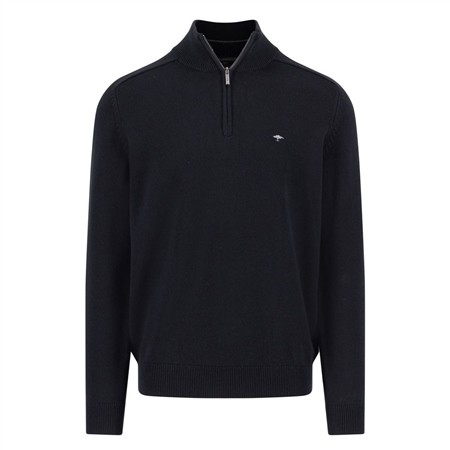 Fynch Hatton Troyer-Zip Supersoft Cotton Jumper - Black - L