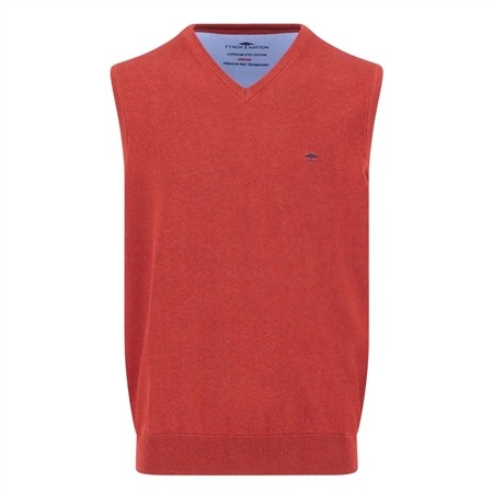 Fynch Hatton V-neck Sleeveless Slipover Superfine Jumper - Red - M