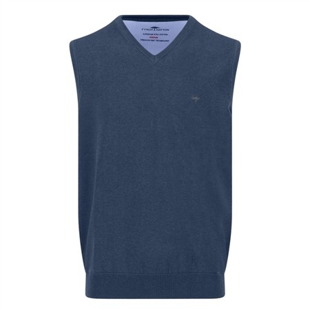 Fynch Hatton V-neck Sleeveless Slipover Superfine Jumper - Blue - M