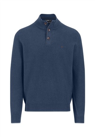 Fynch Hatton Troyer Button Sweater - Blue - XL