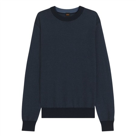 Boss Klapok Cotton-Blend Two-Tone Structure Sweater - Navy - L