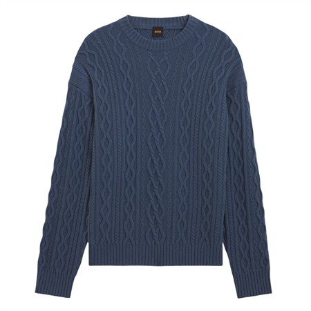 Boss Kableto Crew Neck Sweater - Blue - XL