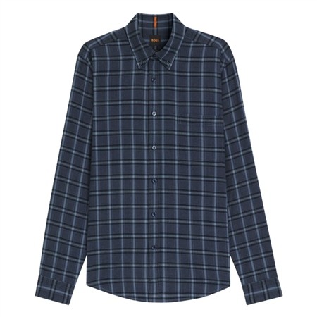 Boss Rickert_M Cotton Flannel Shirt - Navy - 2XL