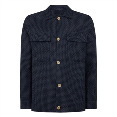 Remus Uomo Regular Fit Chevron Print Shacket - Navy - XL