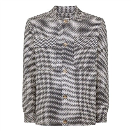 Remus Uomo Regular Fit Chevron Print Shacket - Blue - L