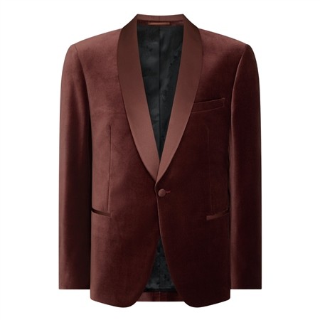 Remus Uomo Romeo Slim Fit Velvet Dinner Jacket - Wine - 42R