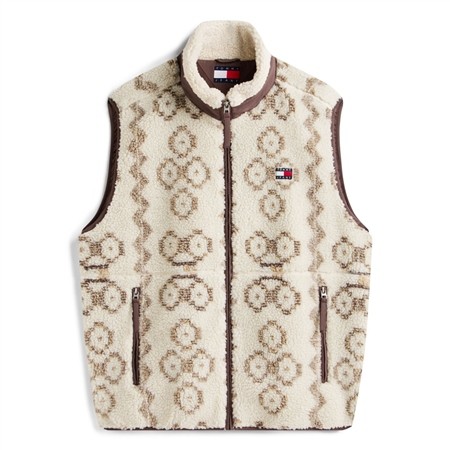 Tommy Jeans Teddy Fleece Zip Up Vest - Beige - S