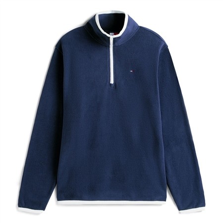 Tommy Jeans Flag Quarter-Zip Polar Fleece Sweatshirt - Navy - L