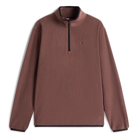 Tommy Jeans Flag Quarter-Zip Polar Fleece Sweatshirt - Brown - XL