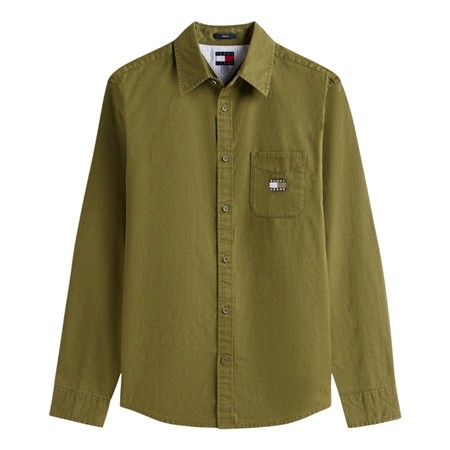 Tommy Jeans Regular Fit Washed Twill Shirt - Green - S