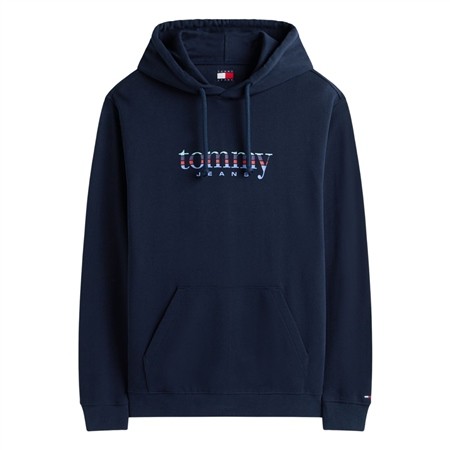 Tommy Jeans Logo Terry Drawstring Hoody - Navy - S