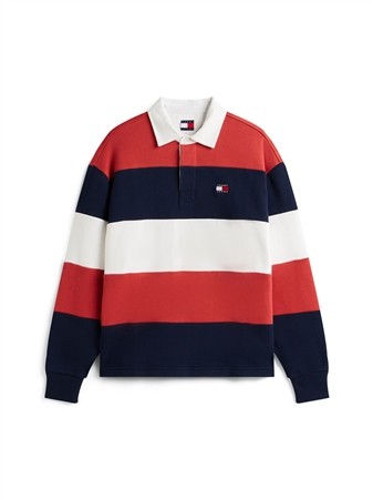 Tommy Jeans Stripe Relaxed Rugby Shirt - Multi - M