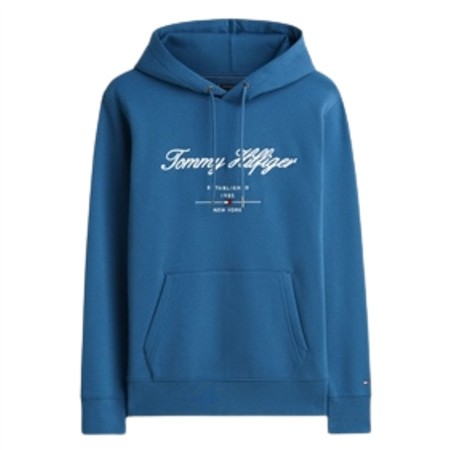 Tommy Hilfiger Script Logo Hoodie - Blue - L