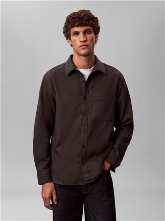 Calvin Klein Jeans Melange Flannel Relaxed Shirt - Black - L