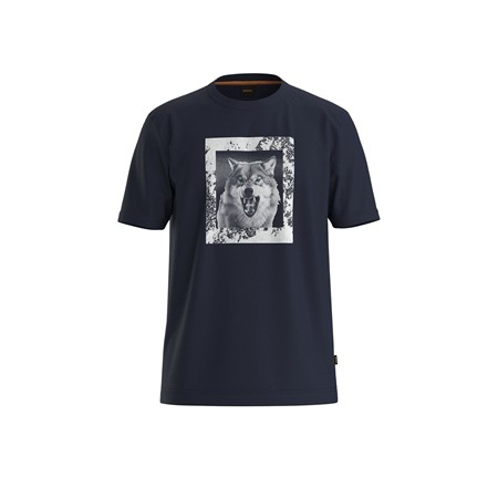 Boss Te_Lupo Animal Print T-shirt - Navy - M