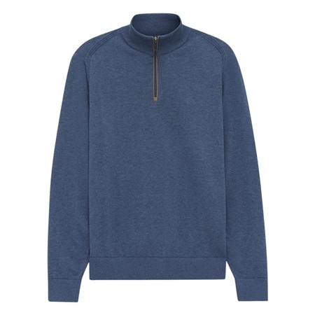 Bugatti Mens Half Zip Cotton Sweater - Navy - L