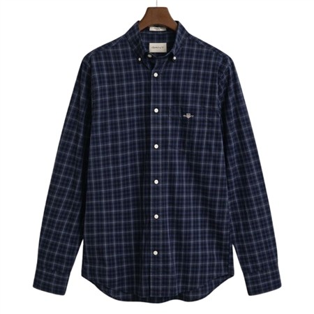 Gant Classic Poplin Check Shirt - Blue - XL