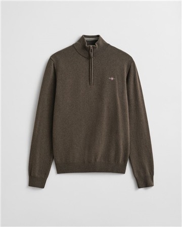 Gant Superfine Lambswool Half Zip Sweater - Green - XL