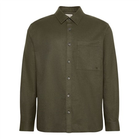 Calvin Klein Jeans Melange Flannel Easy Button-Up Shirt - Green - S