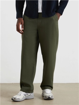 Farah Greenport Loose Fit Herringbone Trousers - Green - XS