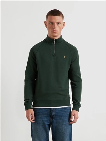 Farah Jim Organic Cotton 1/4 Zip Sweatshirt - Popular Green - L