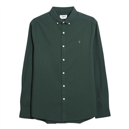 Farah Brewer Slim Fit Organic Cotton Oxford Shirt - Popular Green - S
