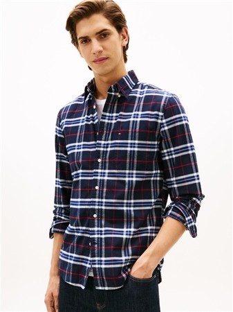 Tommy Hilfiger Brushed Oxford Check Shirt - Navy - XL