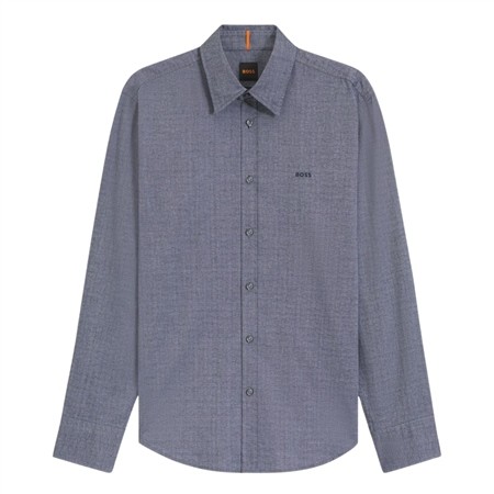 Boss Relegant Stretch-Cotton Dobby Shirt - Navy - M