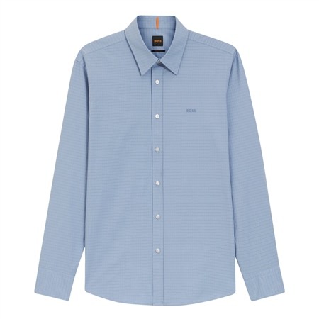 Boss Relegant Stretch-Cotton Dobby Shirt - Blue - L