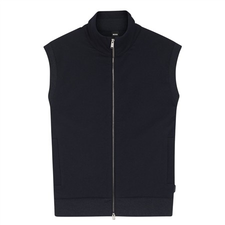 Boss P-Heflono Flannel Gilet with Ribbed Trims - Navy - L