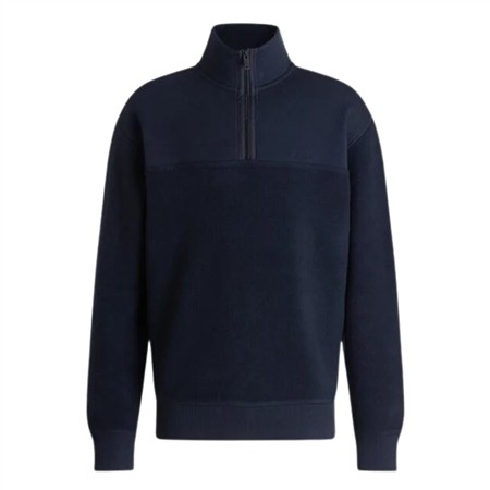 Boss Ze_Winterbrush Zip Neck Sweatshirt - Navy - M