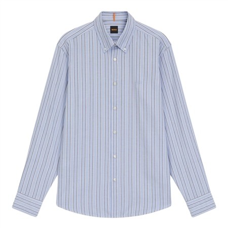 Boss Ricoplus Striped Stretch Cotton Shirt - Blue - XL