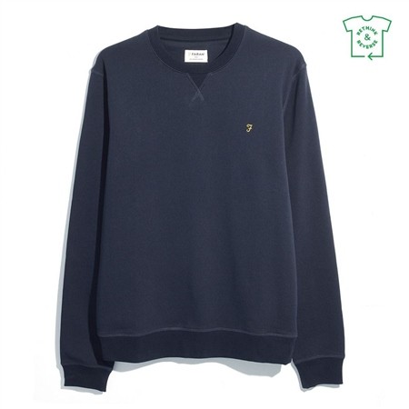 Farah Tim Organic Crew Sweatshirt - Denim Blue - S