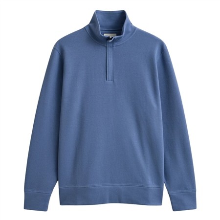 Gant Light Sacker Rib Half-Zip Sweatshirt - Blue - 2XL