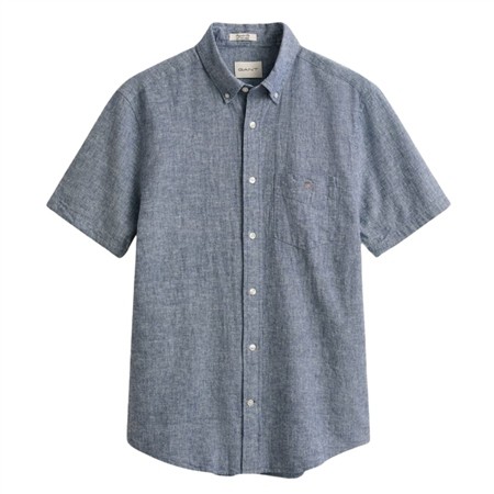 Gant Reg Cotton Linen Ss Shirt - Blue - M
