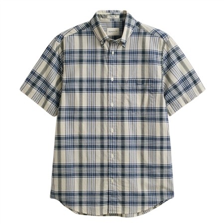 Gant Indian Madras Check Ss Shirt - Blue - L