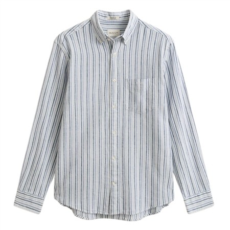 Gant Striped Linen Blend Shirt - Blue - L