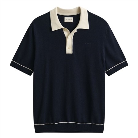 Gant Cotton Modal Polo Shirt - Navy - XL