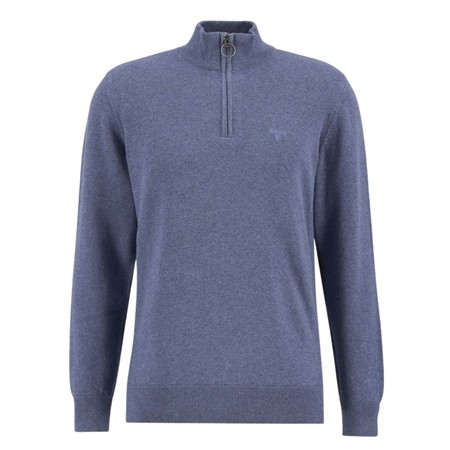 Barbour Cotton Half Zip Knitted Jumper - Blue - L