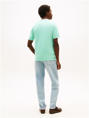 Tommy Hilfiger Flag Embroidery Crew Neck T-Shirt - Aqua Blue - M