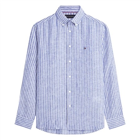 Tommy Hilfiger Bengal Stripe Pure Linen Shirt - Blue - XL