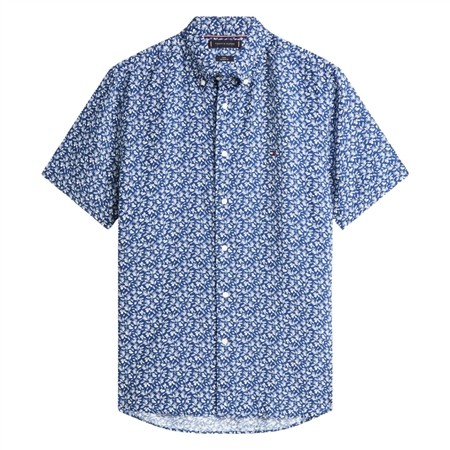 Tommy Hilfiger Linen Tropical Print SS Shirt - Blue - XL