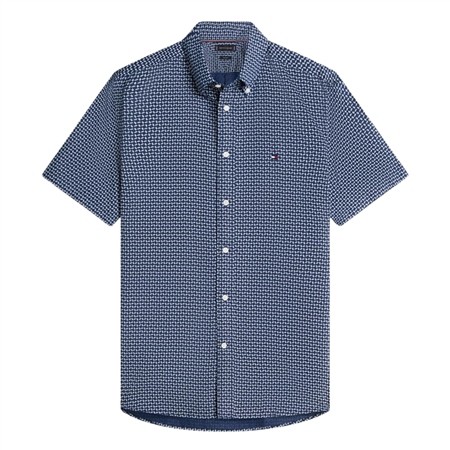 Tommy Hilfiger Linen Blend Printed SS Shirt - Navy - XL