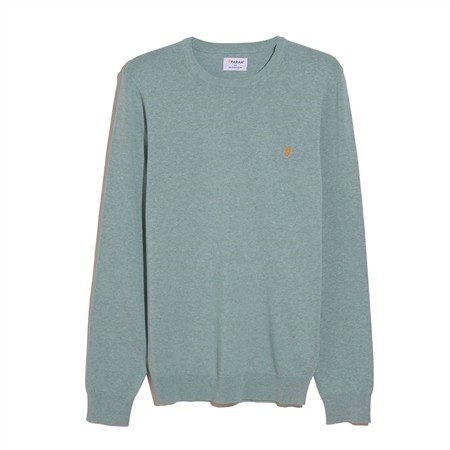 Farah Mullen Cotton Crew Neck Sweater - Green Mist - XL