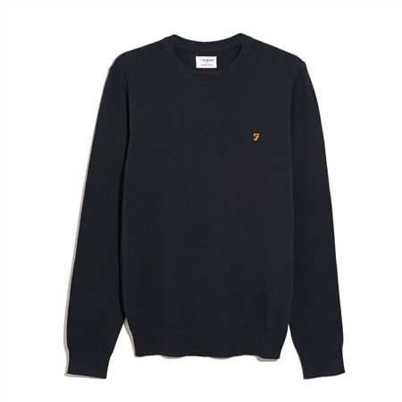 Farah Mullen Cotton Crew Neck Sweater - Navy - XL
