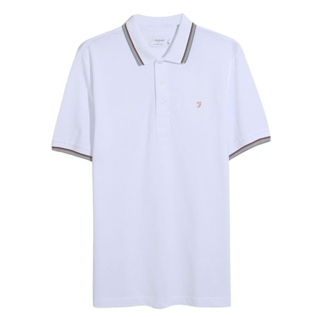 Farah Elton Tipped Polo Shirt - White - XL