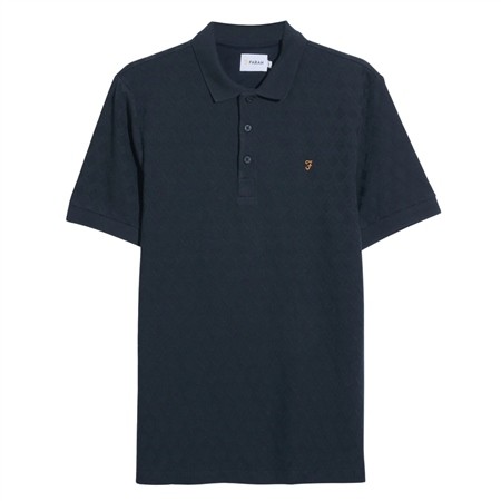 Farah Horace Jacquard Polo Shirt - Navy - XL