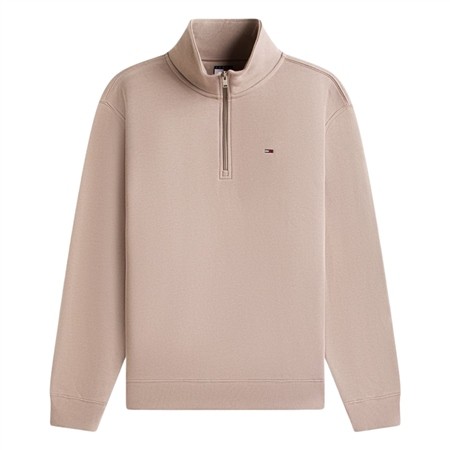 Tommy Jeans Tommy Flag Fleece Quarter-Zip Jumper - Beige - M